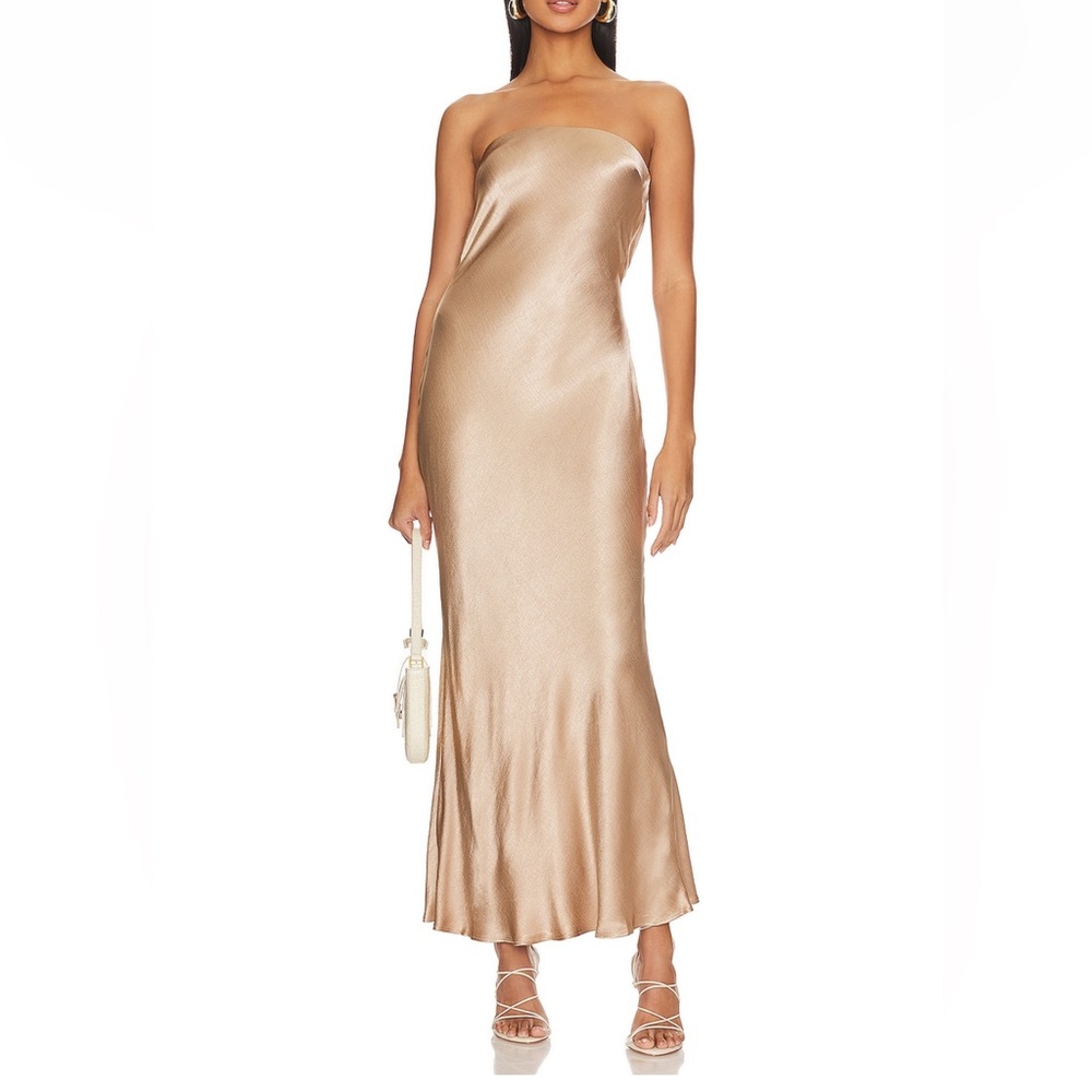 Bec & Bridge Moon Dance Strapless Dress in Golden - small